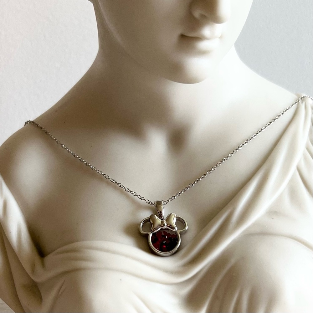 Sterling Silver Disney Minnie Mouse Crystal Necklace